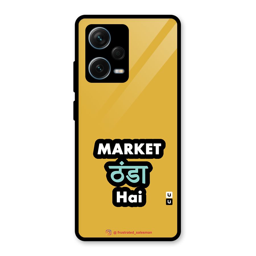Market Thanda Hai Mustard Yellow Glass Back Case for Redmi Note 12 Pro Plus 5G