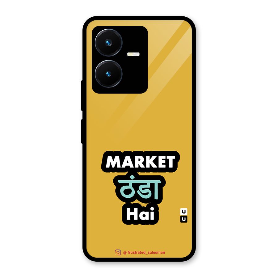 Market Thanda Hai Mustard Yellow Glass Back Case for Vivo Y22