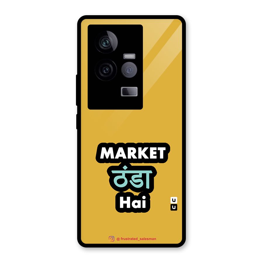 Market Thanda Hai Mustard Yellow Glass Back Case for Vivo iQOO 11 5G