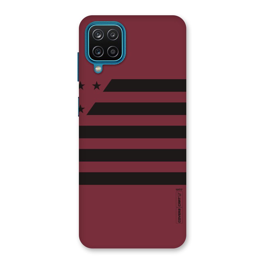 Maroon Star Striped Back Case for Galaxy M12
