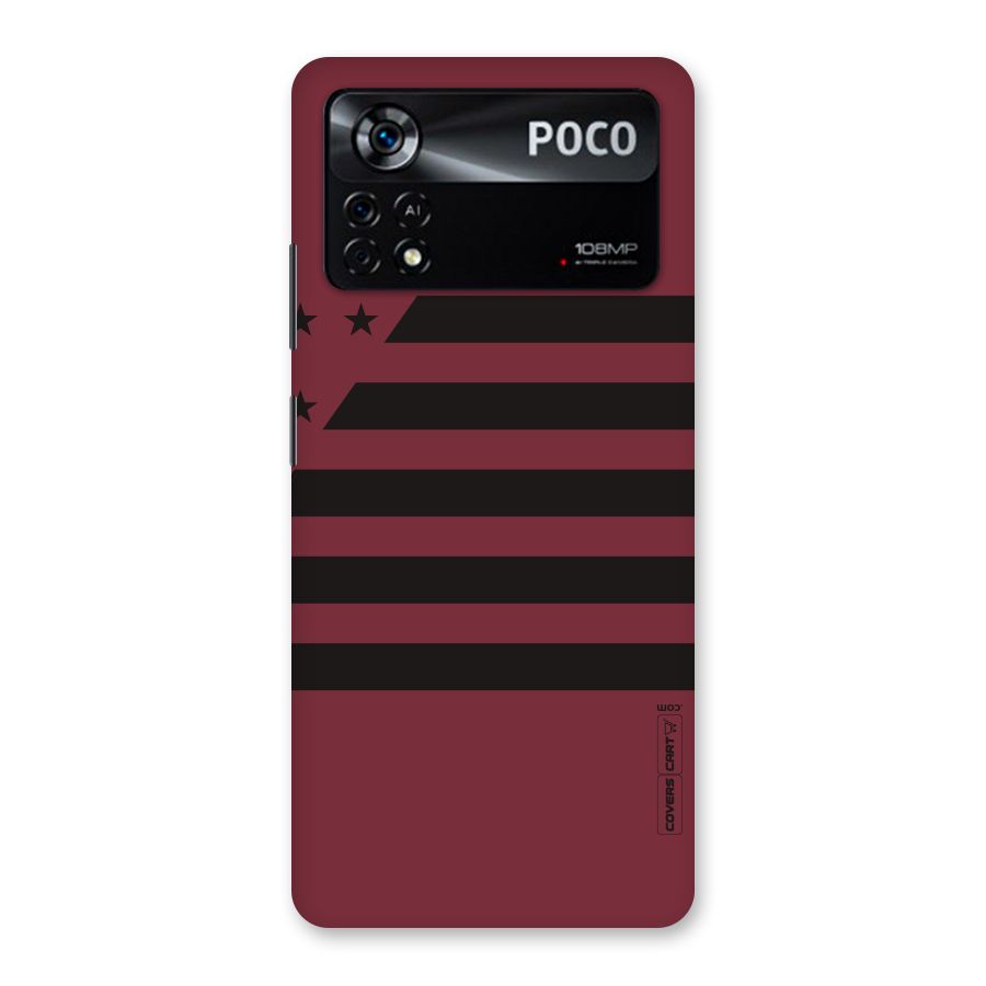 Maroon Star Striped Back Case for Poco X4 Pro 5G