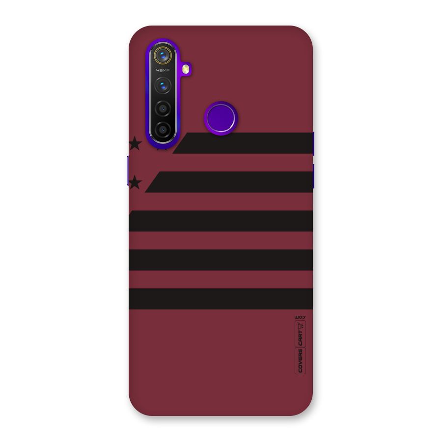 Maroon Star Striped Back Case for Realme 5 Pro