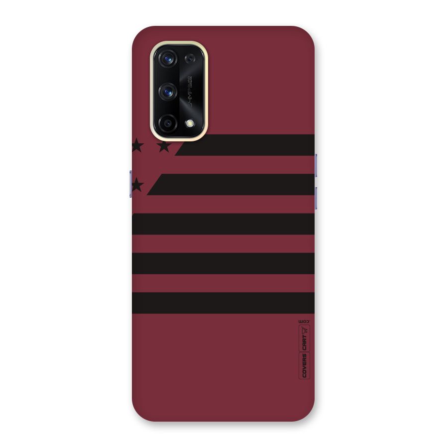 Maroon Star Striped Glass Back Case for Realme X7 Pro