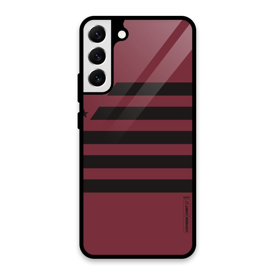 Maroon Star Striped Glass Back Case for Galaxy S22 Plus 5G