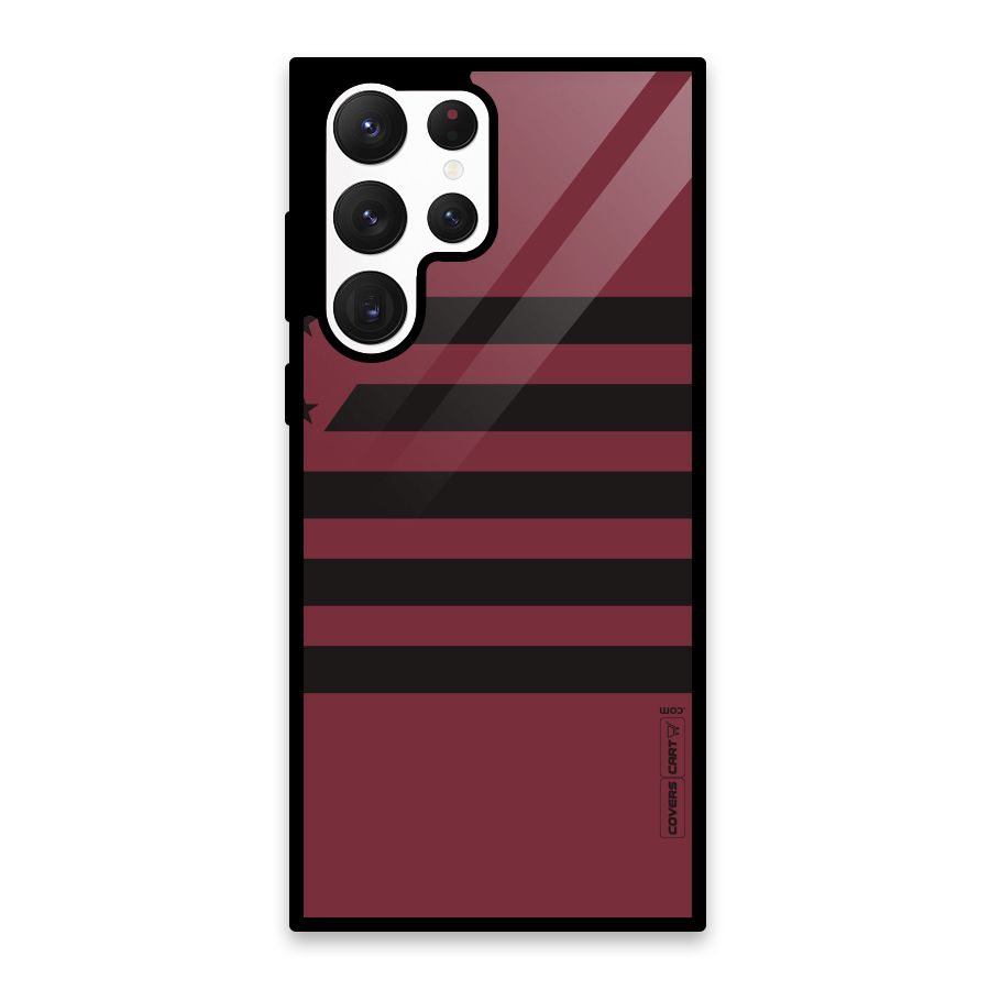 Maroon Star Striped Glass Back Case for Galaxy S22 Ultra 5G