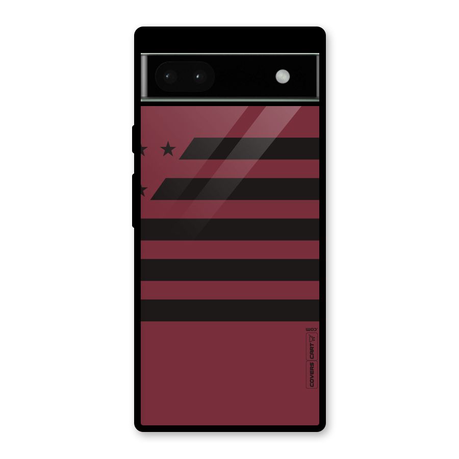 Maroon Star Striped Glass Back Case for Google Pixel 6a