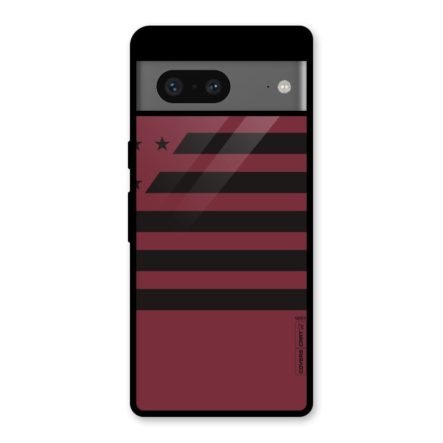 Maroon Star Striped Glass Back Case for Google Pixel 7