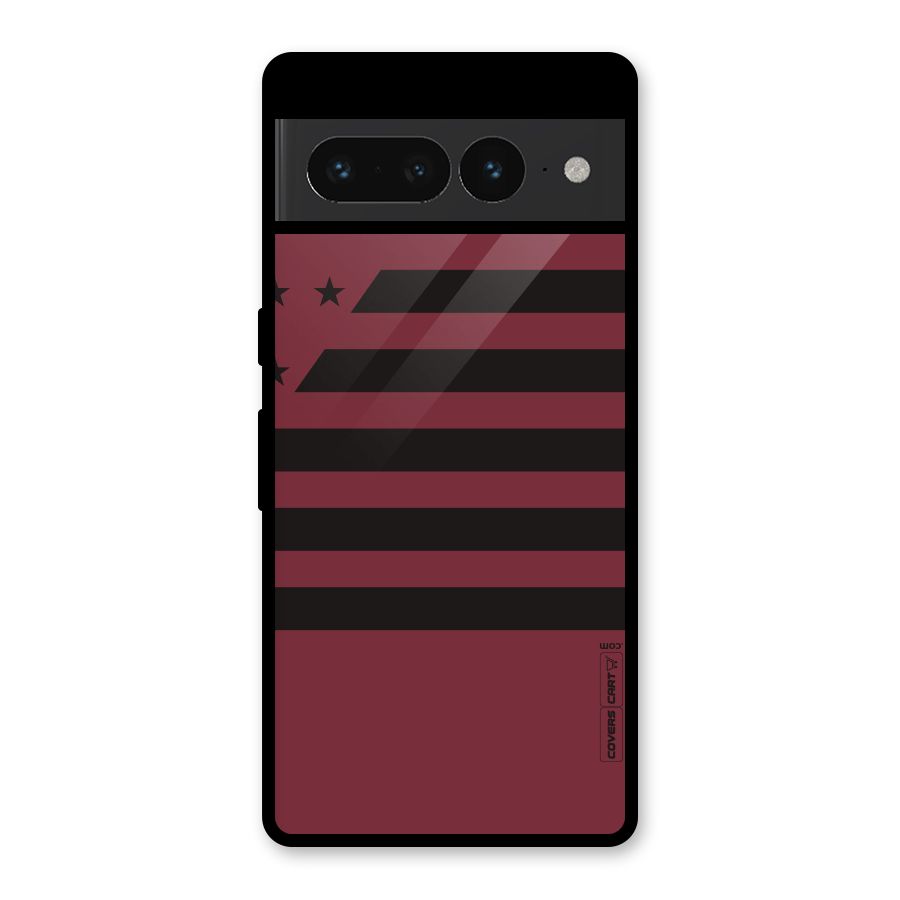 Maroon Star Striped Glass Back Case for Google Pixel 7 Pro