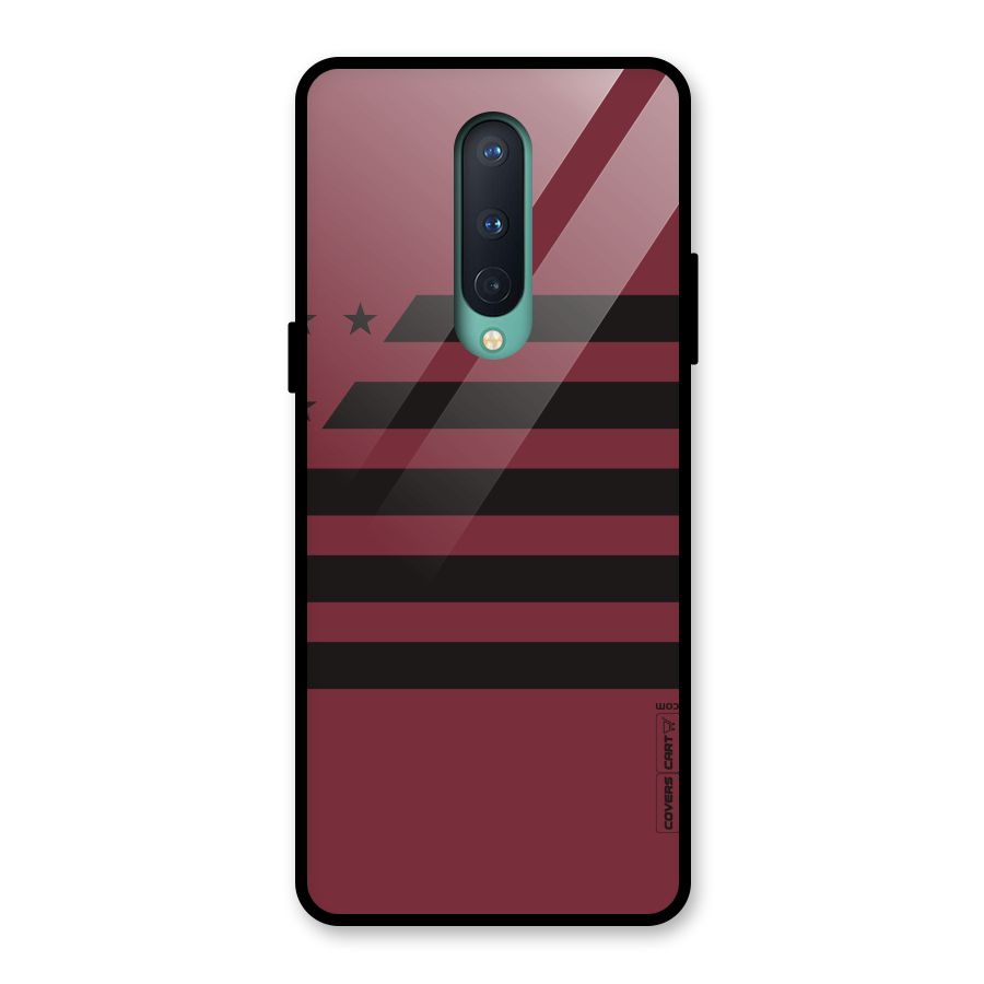 Maroon Star Striped Glass Back Case for OnePlus 8