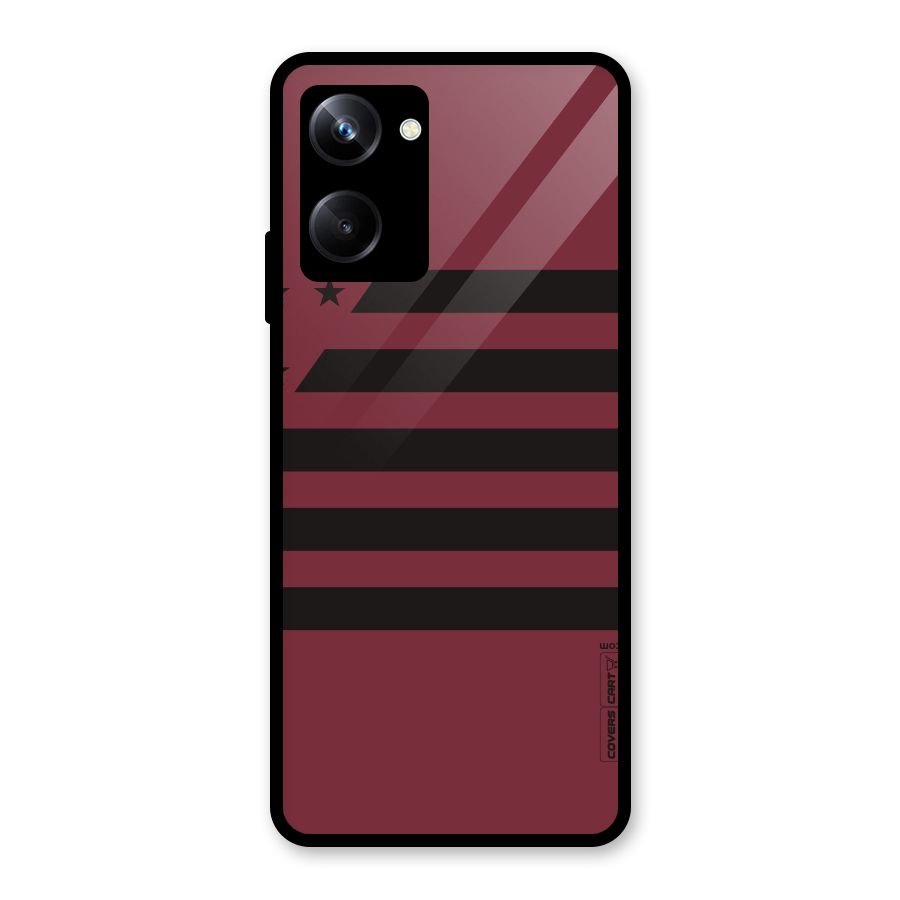 Maroon Star Striped Glass Back Case for Realme 10 Pro
