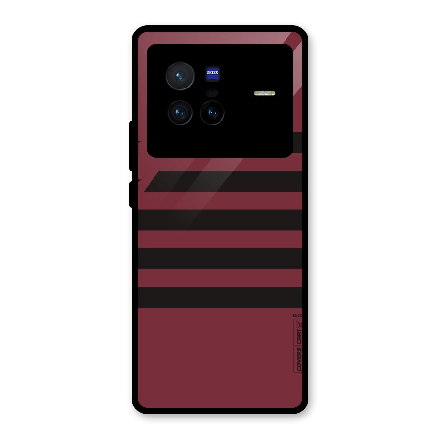 Maroon Star Striped Glass Back Case for Vivo X80
