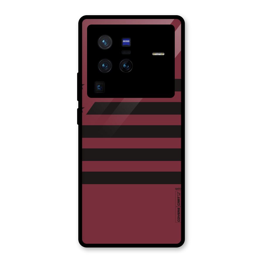 Maroon Star Striped Glass Back Case for Vivo X80 Pro