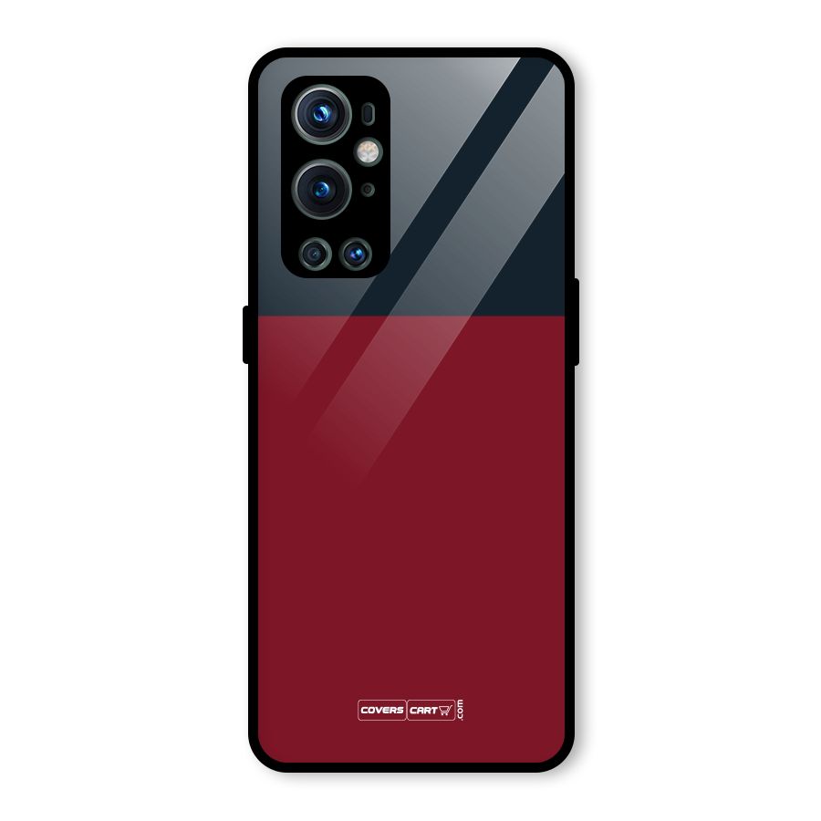 Maroon and Navy Blue Glass Back Case for OnePlus 9 Pro