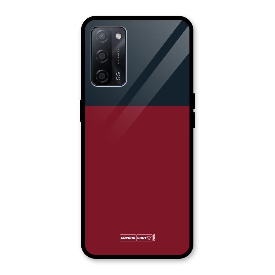 Maroon and Navy Blue Glass Back Case for Oppo A53s 5G