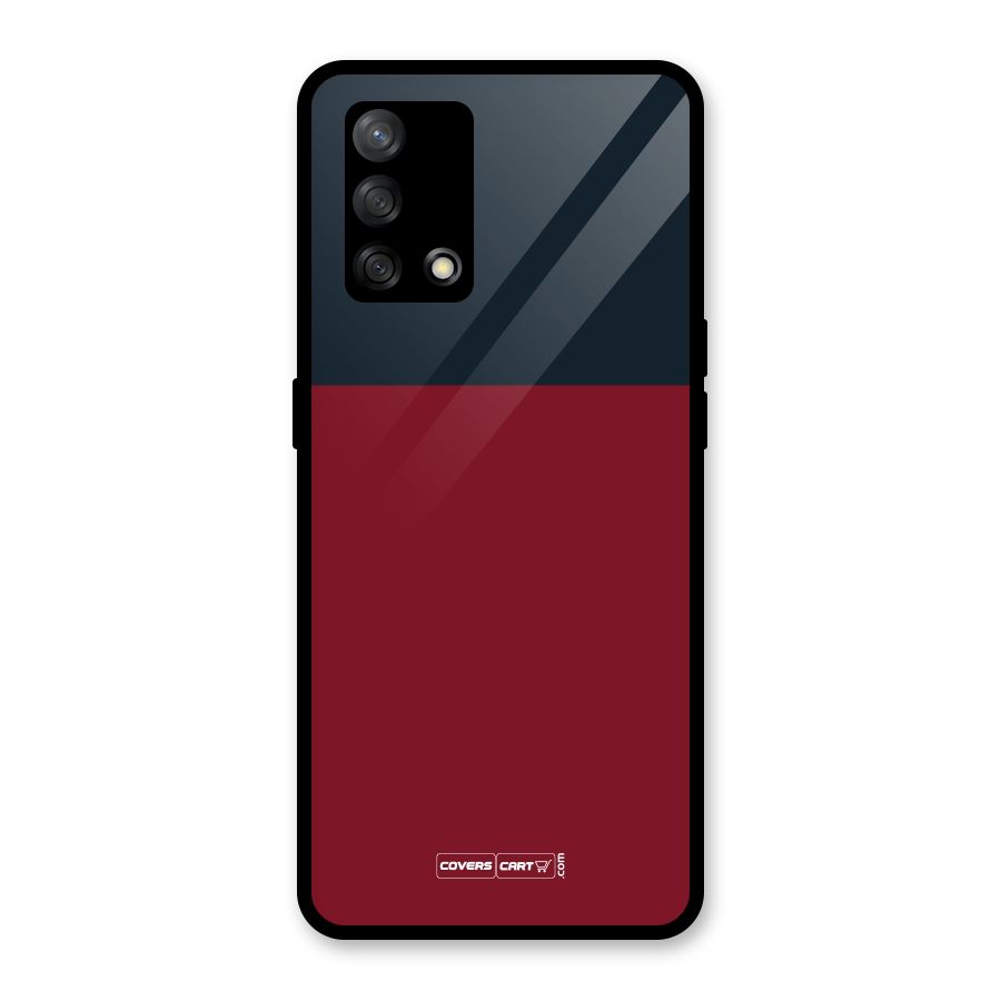 Maroon and Navy Blue Glass Back Case for Oppo F19