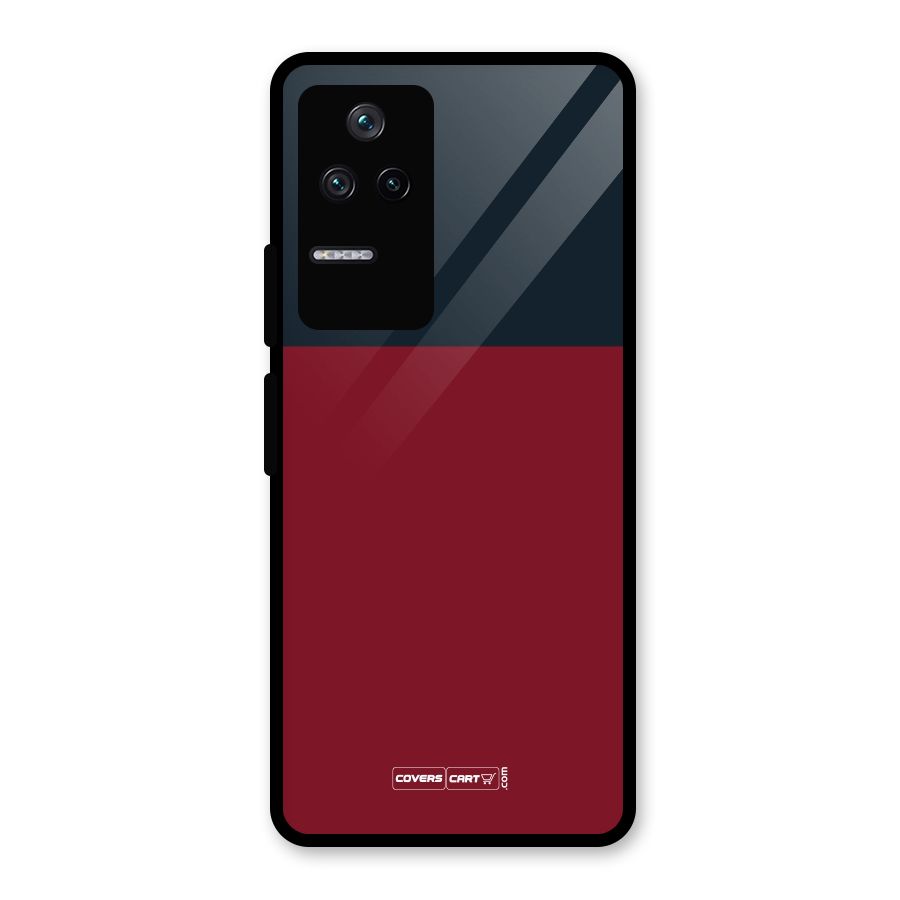 Maroon and Navy Blue Glass Back Case for Poco F4 5G
