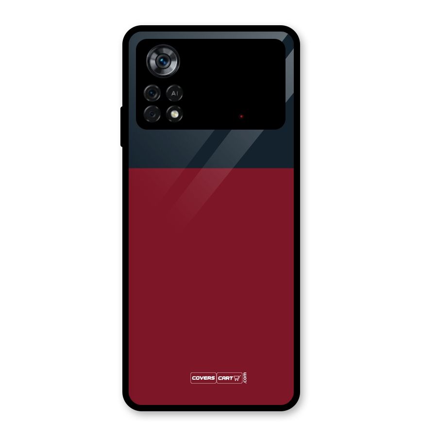 Maroon and Navy Blue Glass Back Case for Poco X4 Pro 5G