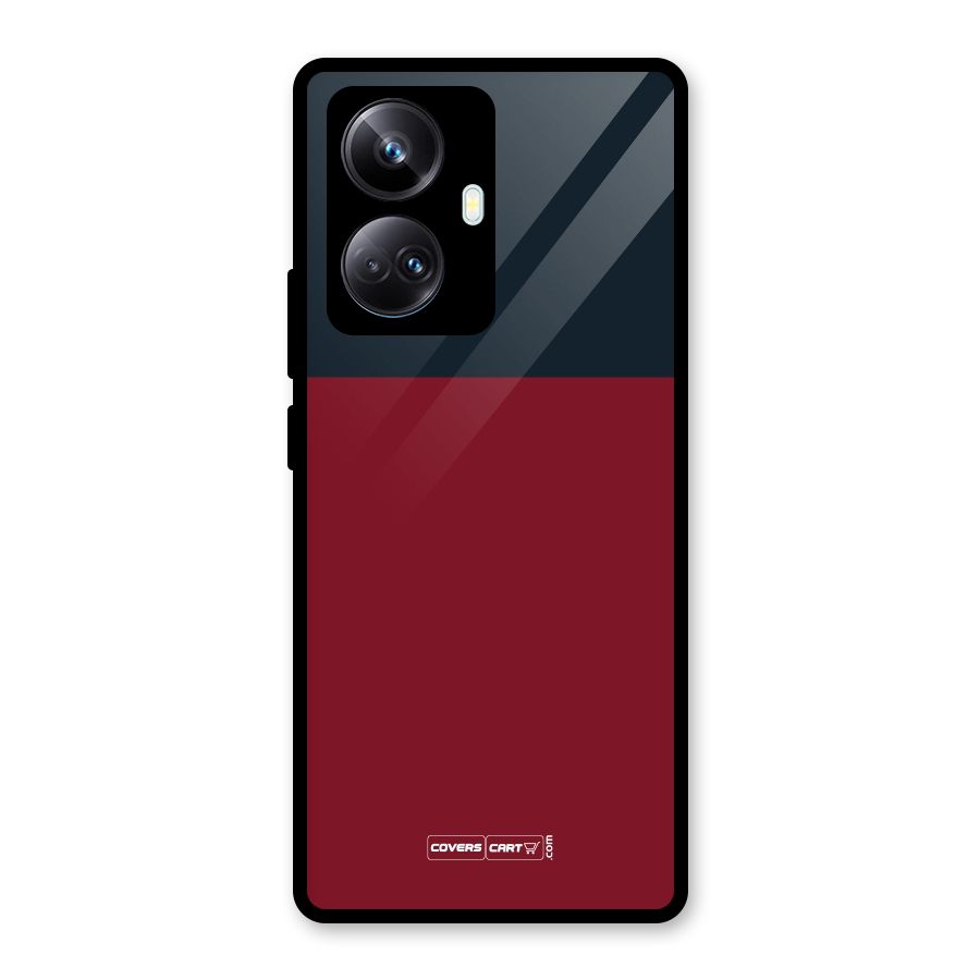 Maroon and Navy Blue Glass Back Case for Realme 10 Pro Plus