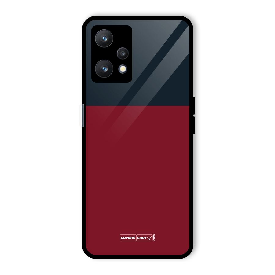 Maroon and Navy Blue Glass Back Case for Realme 9 Pro 5G