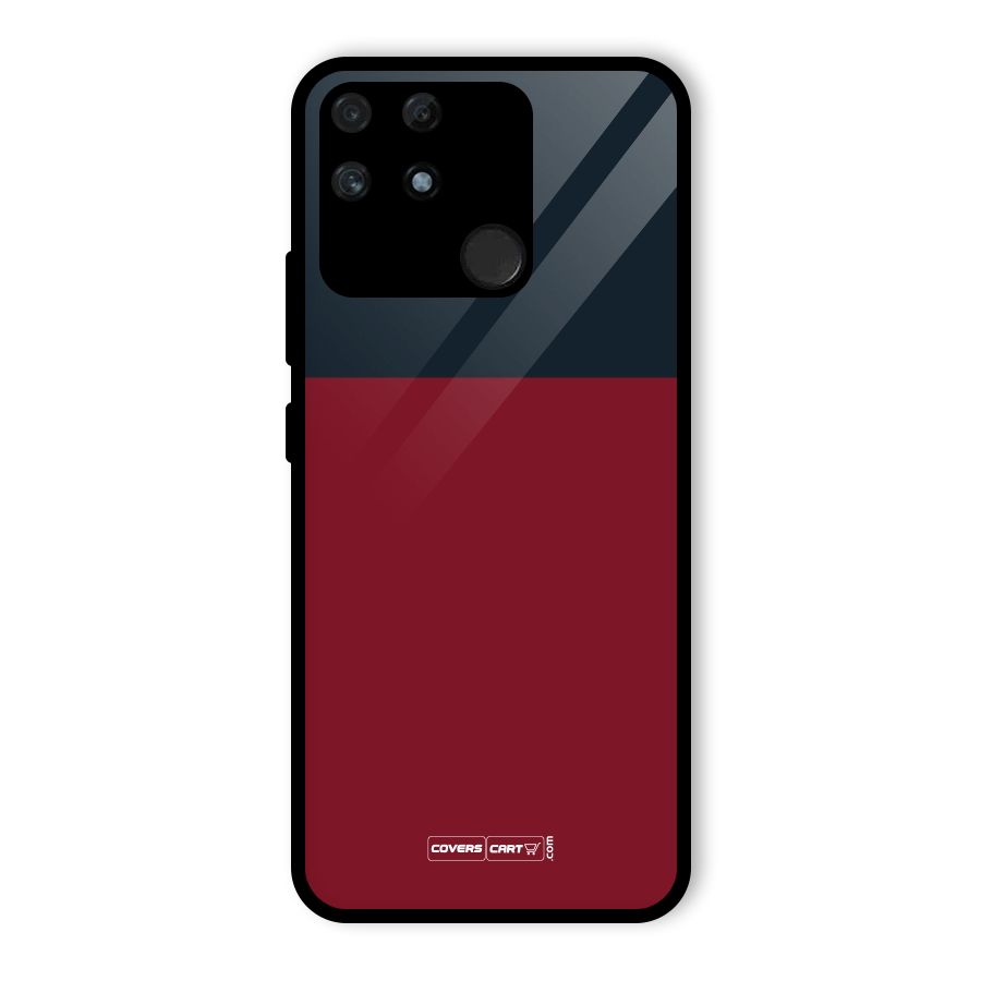 Maroon and Navy Blue Glass Back Case for Realme Narzo 50A
