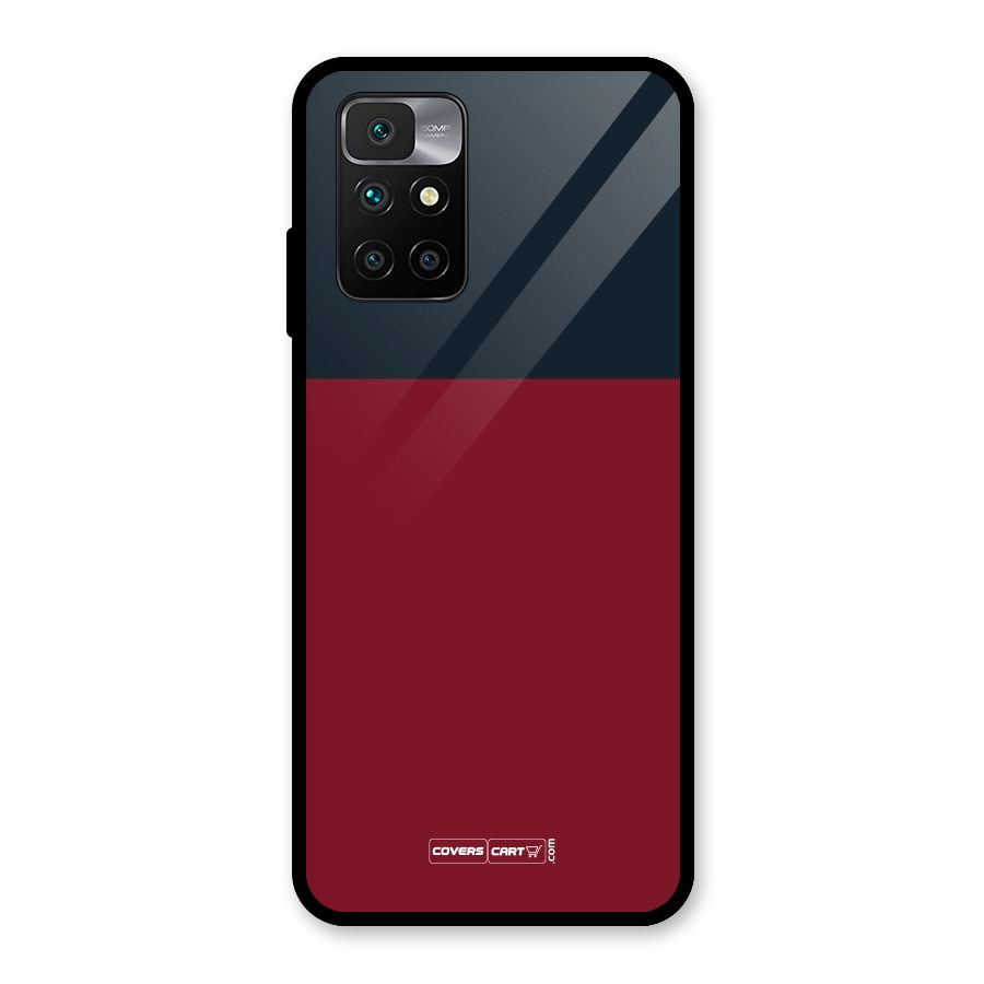 Maroon and Navy Blue Glass Back Case for Redmi 10 Prime
