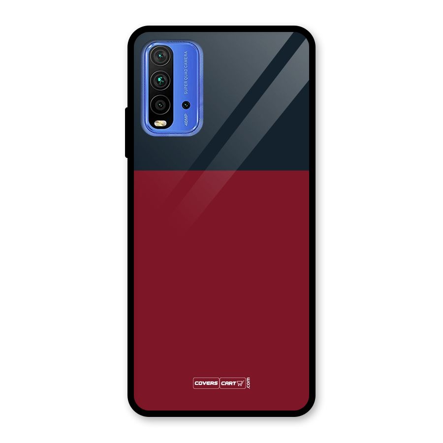 Maroon and Navy Blue Glass Back Case for Redmi 9 Power