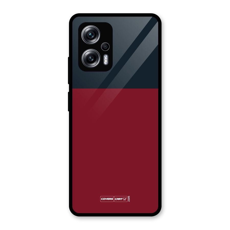 Maroon and Navy Blue Glass Back Case for Redmi K50i