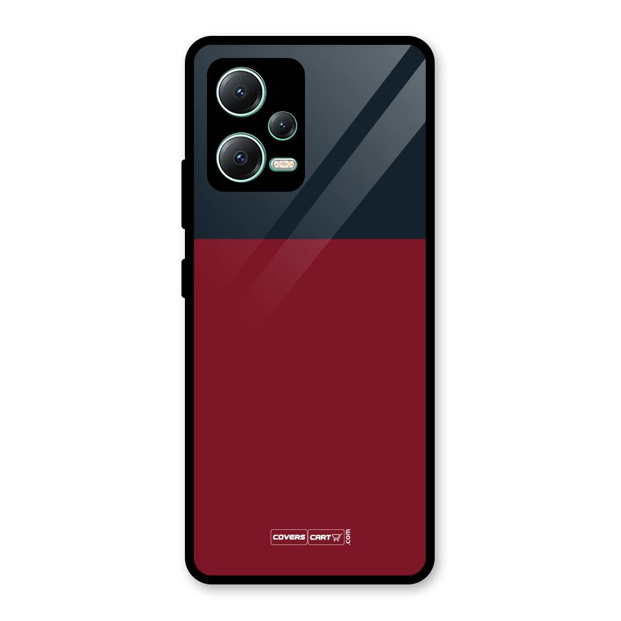 Maroon and Navy Blue Glass Back Case for Redmi Note 12 5G