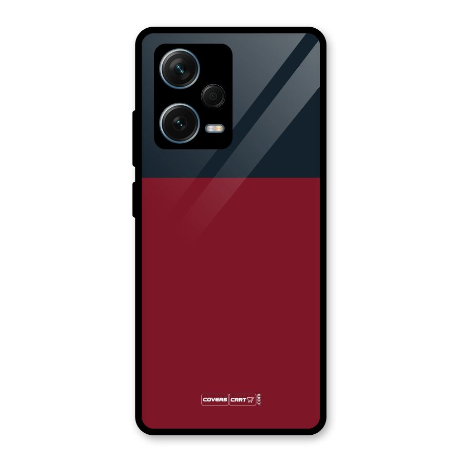 Maroon and Navy Blue Glass Back Case for Redmi Note 12 Pro Plus 5G