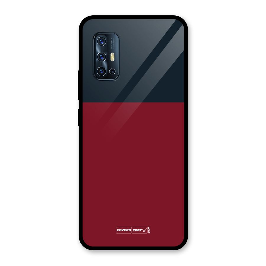 Maroon and Navy Blue Glass Back Case for Vivo V17