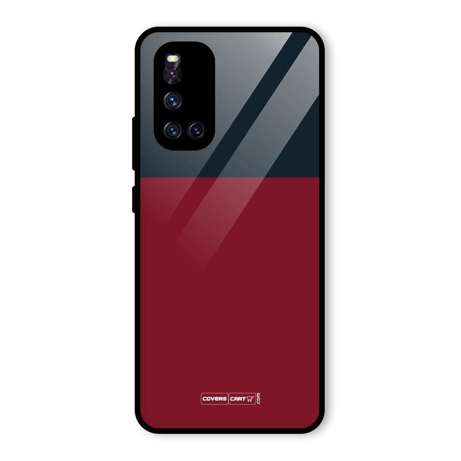 Maroon and Navy Blue Glass Back Case for Vivo V19