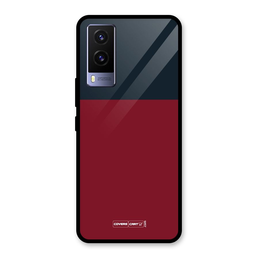 Maroon and Navy Blue Glass Back Case for Vivo V21e 5G