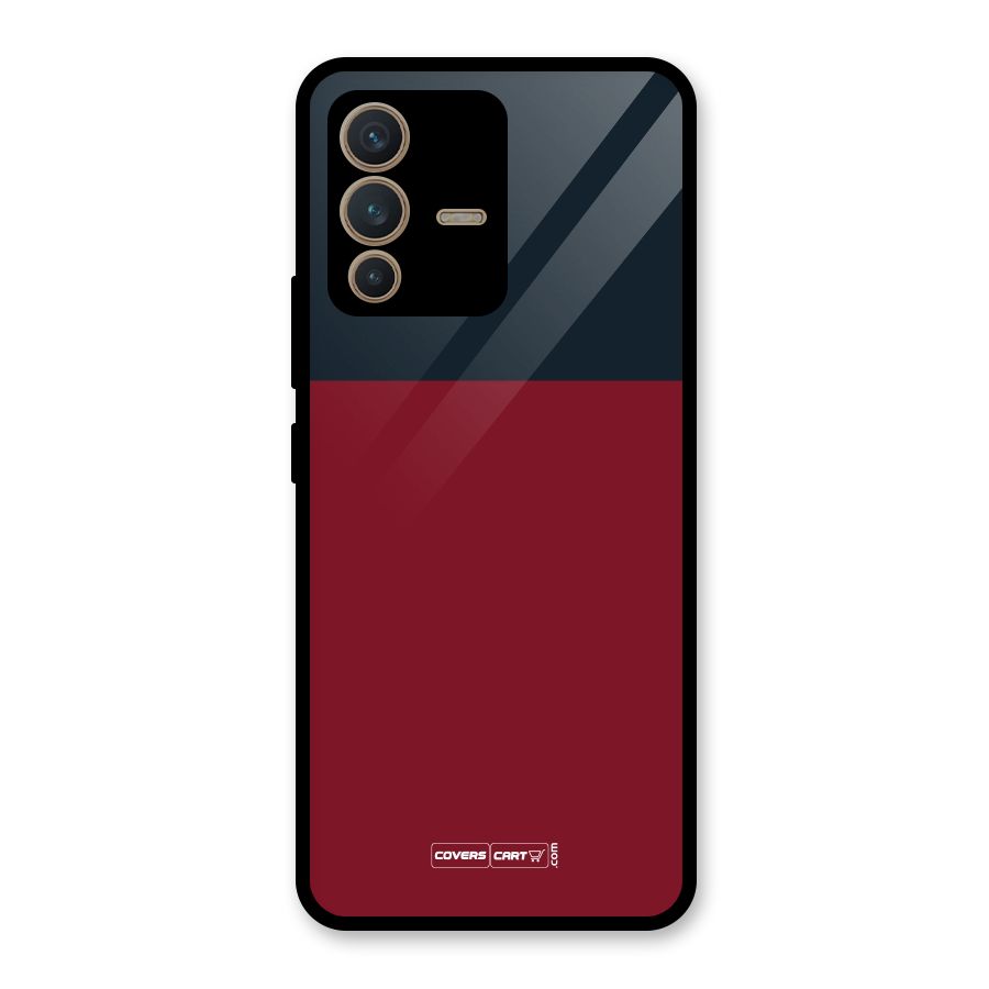 Maroon and Navy Blue Glass Back Case for Vivo V23 5G