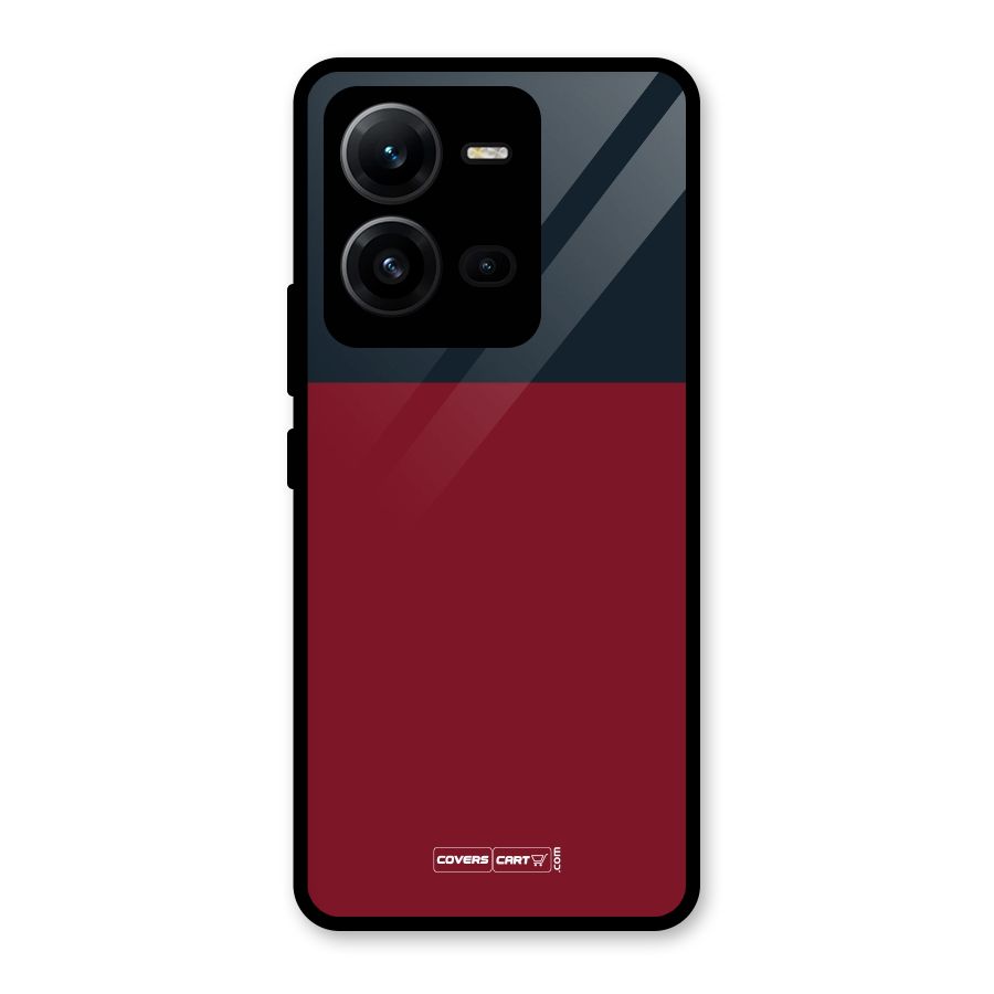 Maroon and Navy Blue Glass Back Case for Vivo V25
