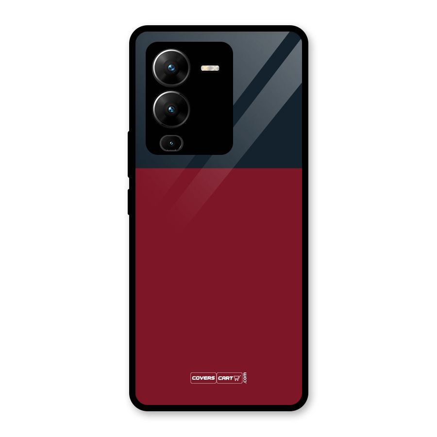 Maroon and Navy Blue Glass Back Case for Vivo V25 Pro