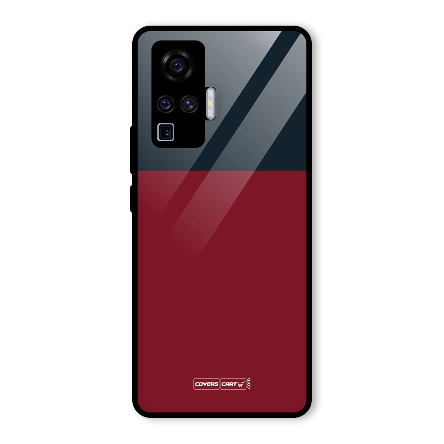 Maroon and Navy Blue Glass Back Case for Vivo X50 Pro