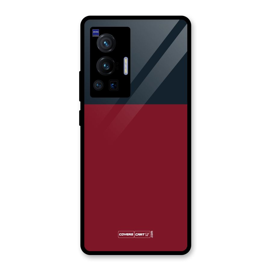 Maroon and Navy Blue Glass Back Case for Vivo X70 Pro