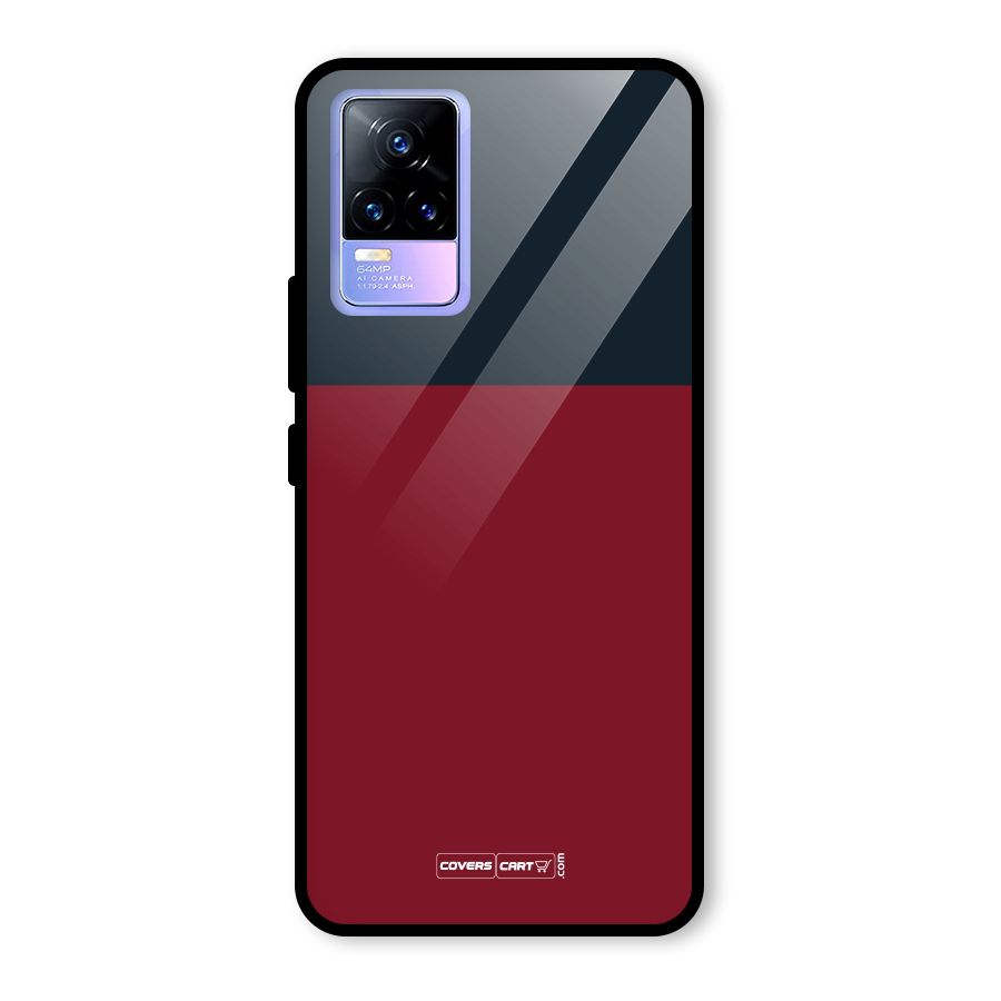 Maroon and Navy Blue Glass Back Case for Vivo Y73