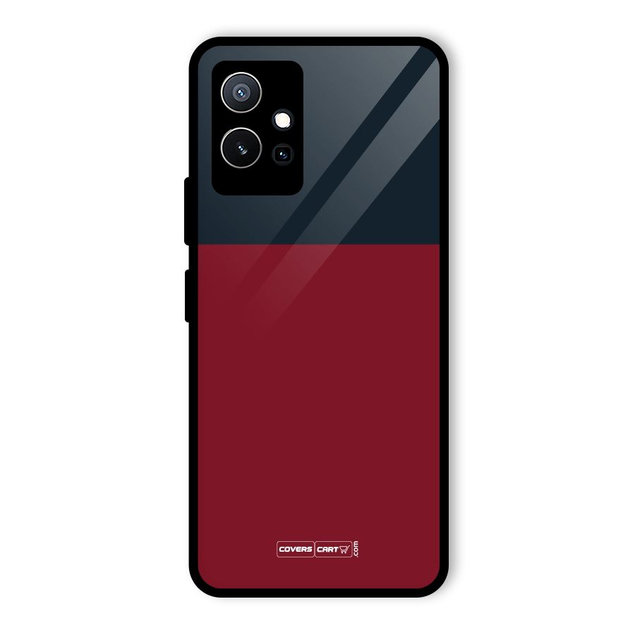 Maroon and Navy Blue Glass Back Case for Vivo Y75 5G
