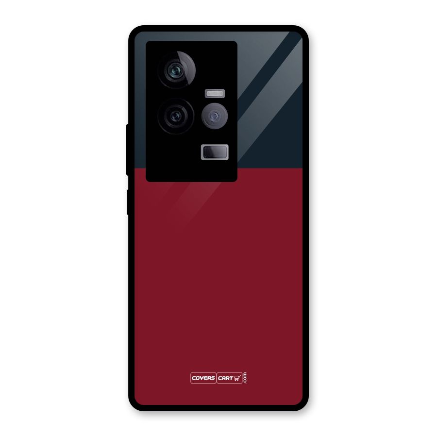 Maroon and Navy Blue Glass Back Case for Vivo iQOO 11 5G