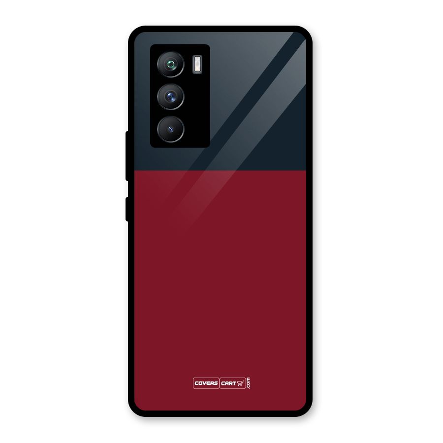 Maroon and Navy Blue Glass Back Case for Vivo iQOO 9 SE