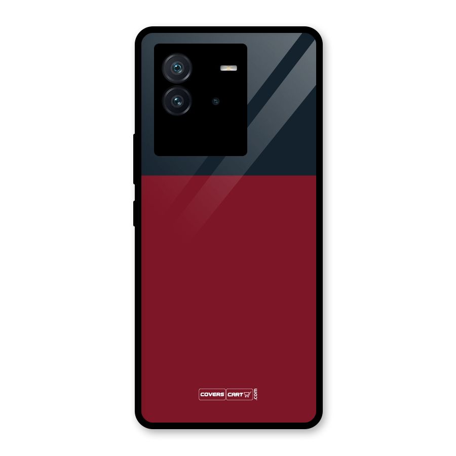 Maroon and Navy Blue Glass Back Case for Vivo iQOO Neo 6 5G