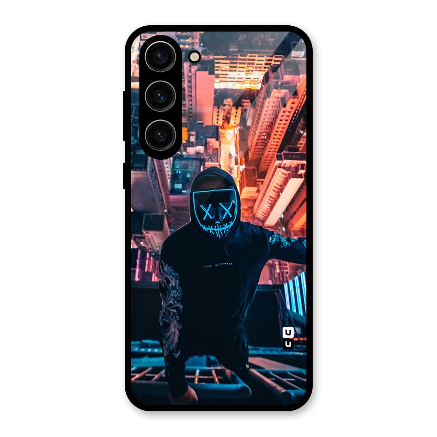 Mask Guy Climbing Building Glass Back Case for Galaxy S23 Plus