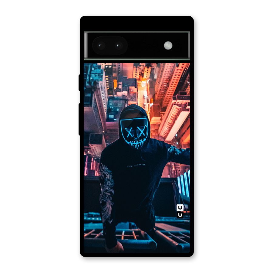 Mask Guy Climbing Building Glass Back Case for Google Pixel 6a