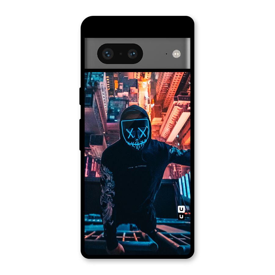 Mask Guy Climbing Building Glass Back Case for Google Pixel 7