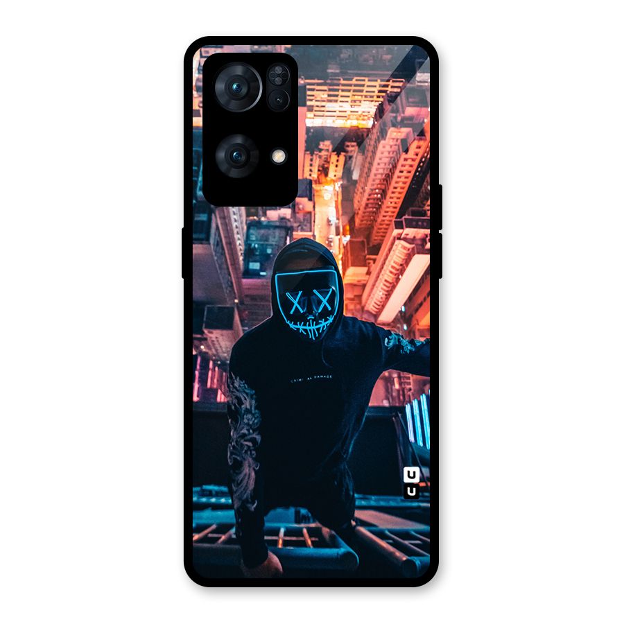 Mask Guy Climbing Building Glass Back Case for Oppo Reno7 Pro 5G