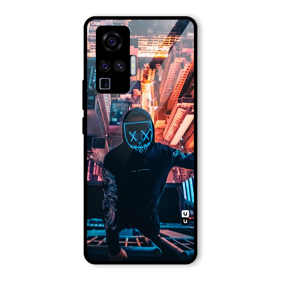 Mask Guy Climbing Building Glass Back Case for Vivo X50 Pro