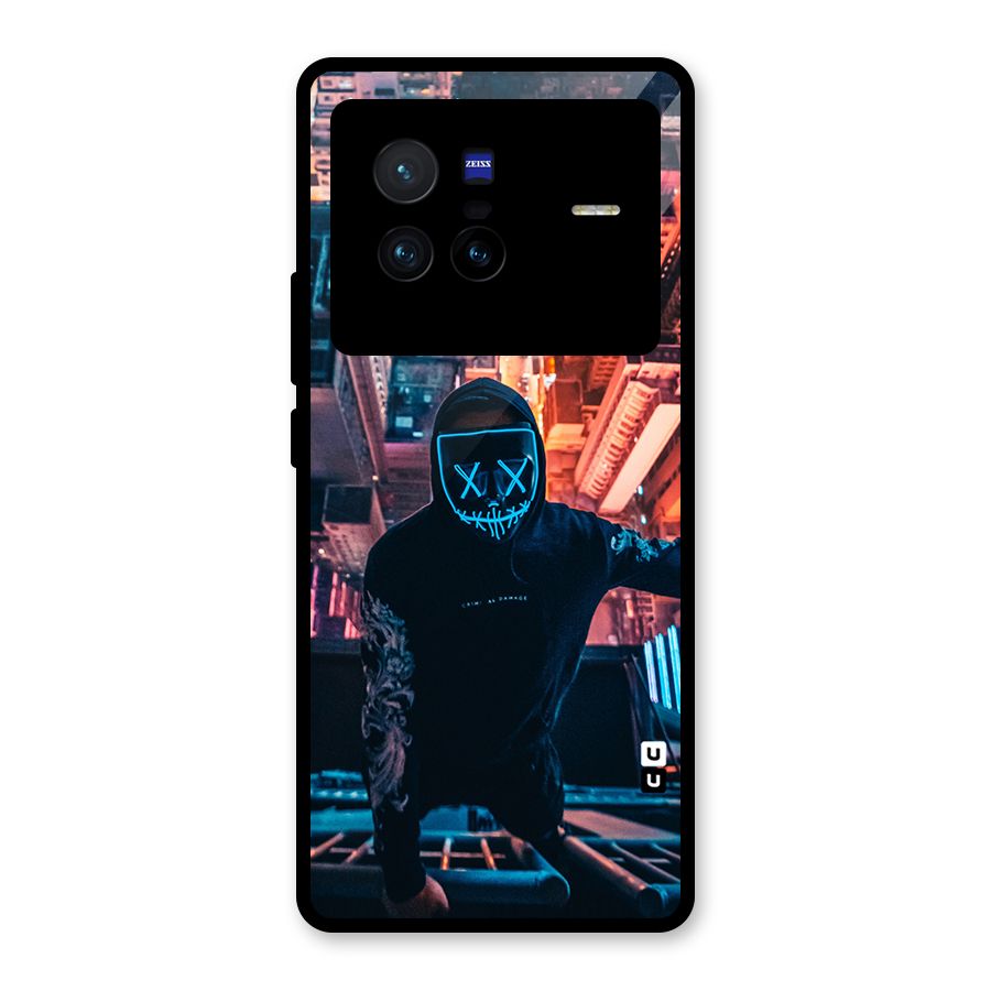 Mask Guy Climbing Building Glass Back Case for Vivo X80