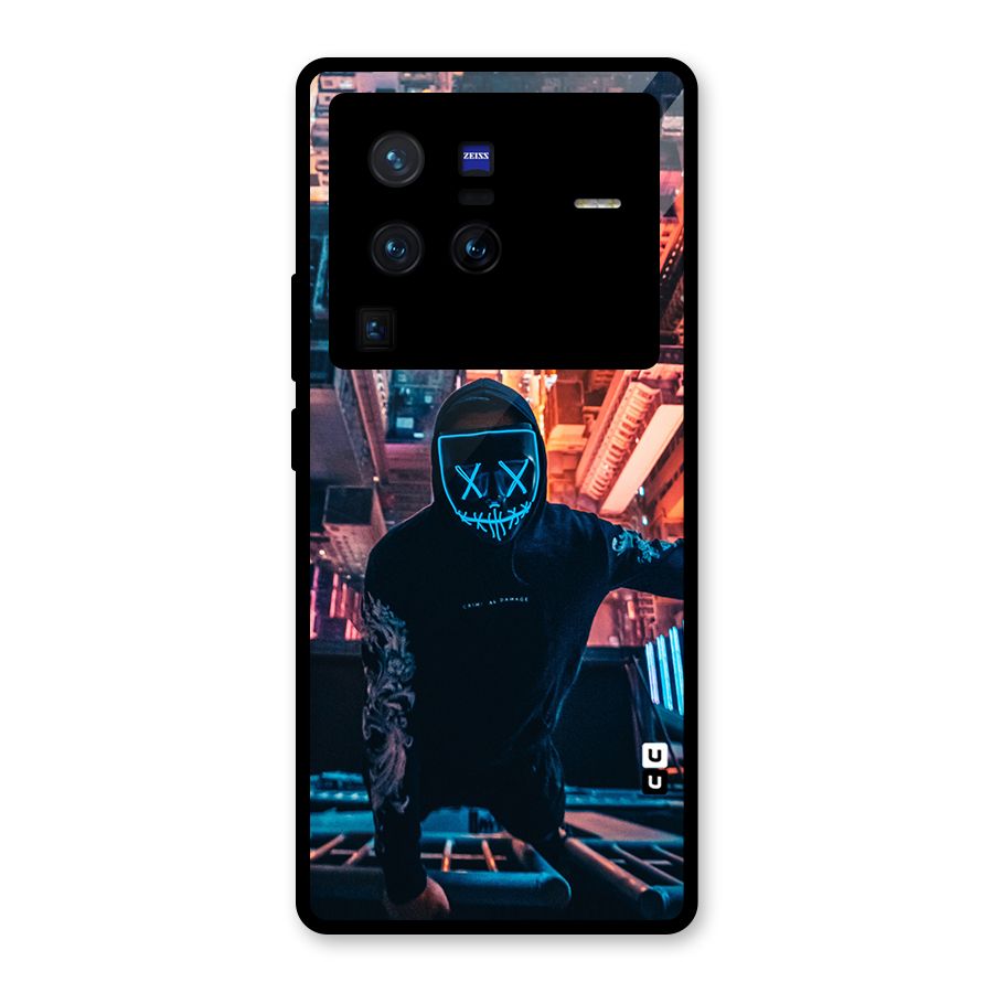 Mask Guy Climbing Building Glass Back Case for Vivo X80 Pro