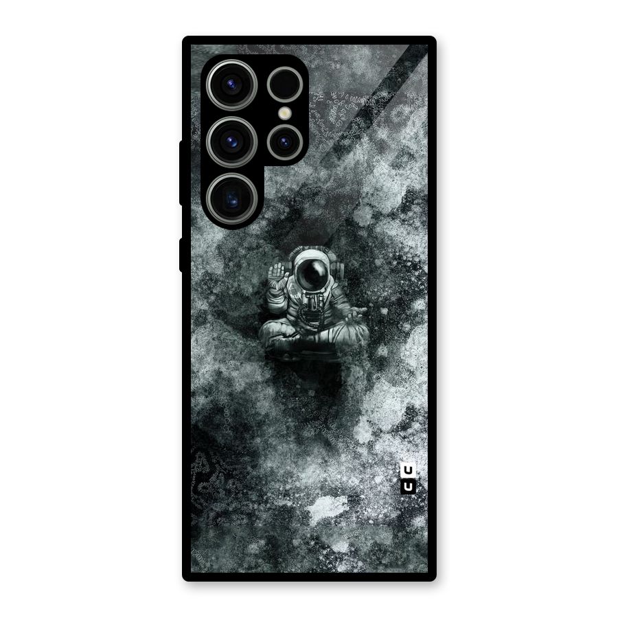 Meditating Spaceman Glass Back Case for Galaxy S23 Ultra